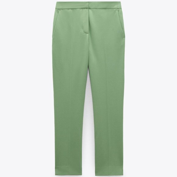 ZARA Cropped Trousers in Pista Green - S - Picture 7 of 10